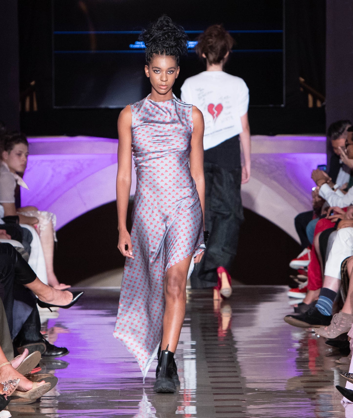Grey Broken Heart Asymmetrical Dress