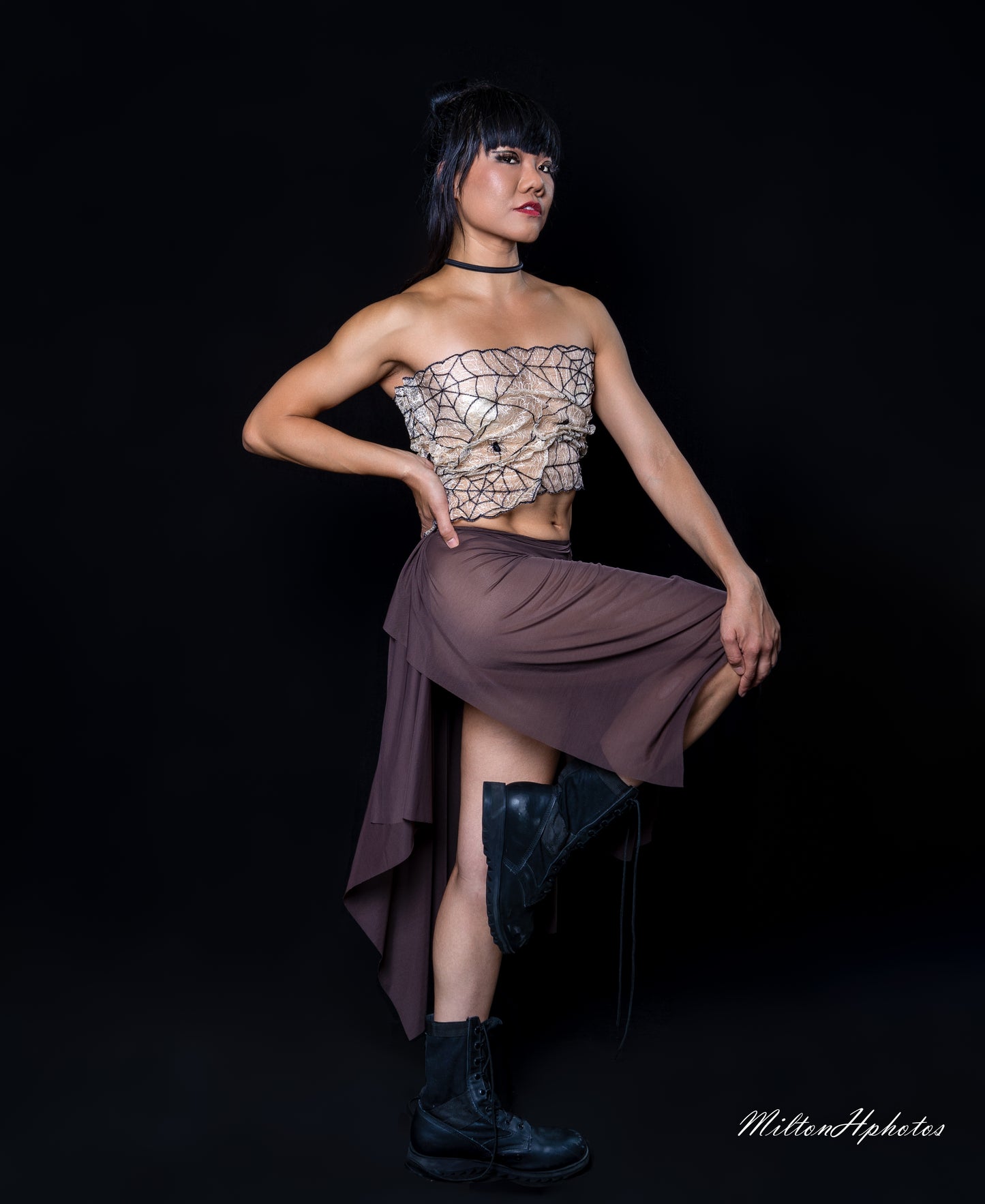 Sheer Stretch Hand Draped Skirt