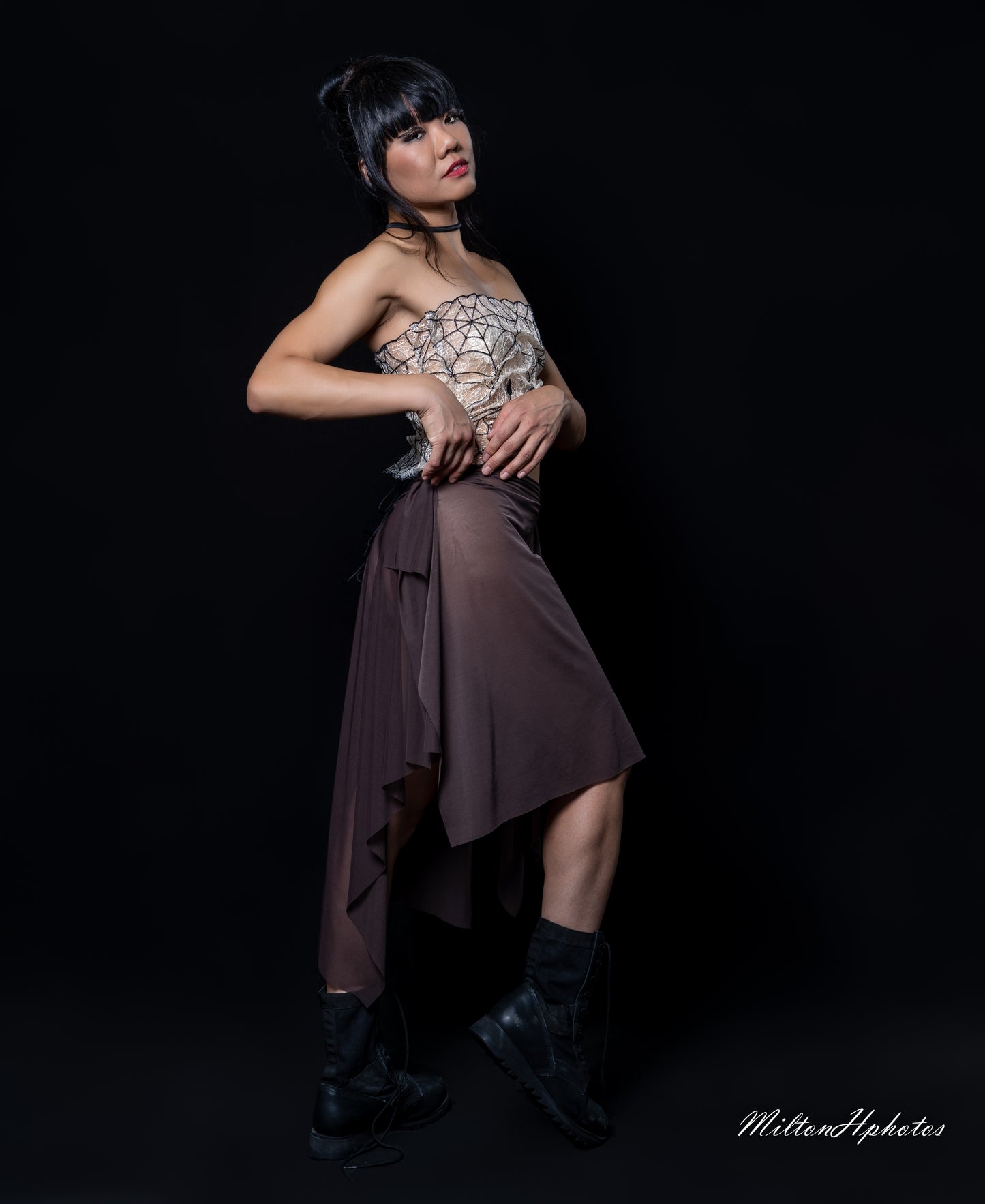 Sheer Stretch Hand Draped Skirt
