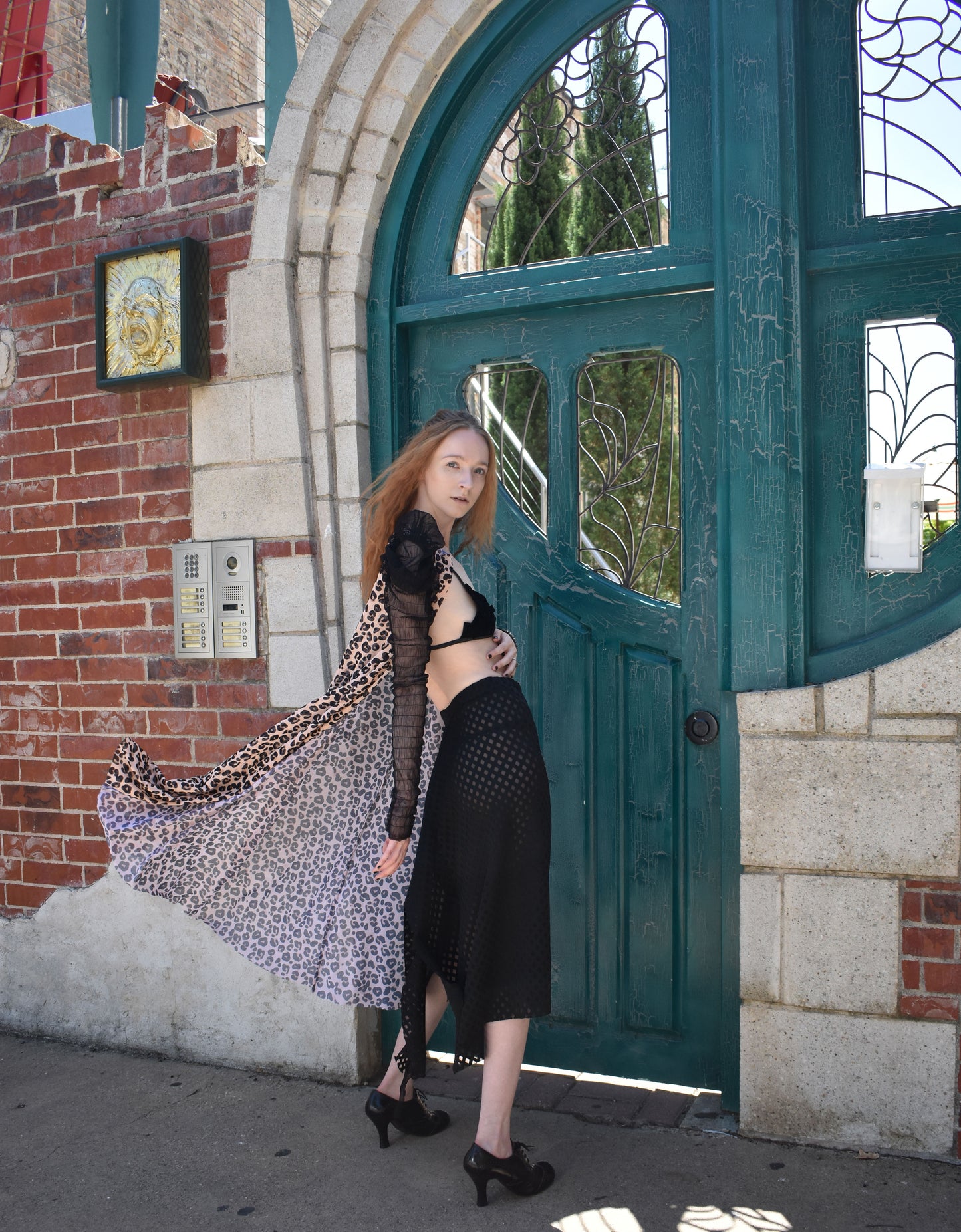 Anna Leopard Print/Black Sleeve Coverup