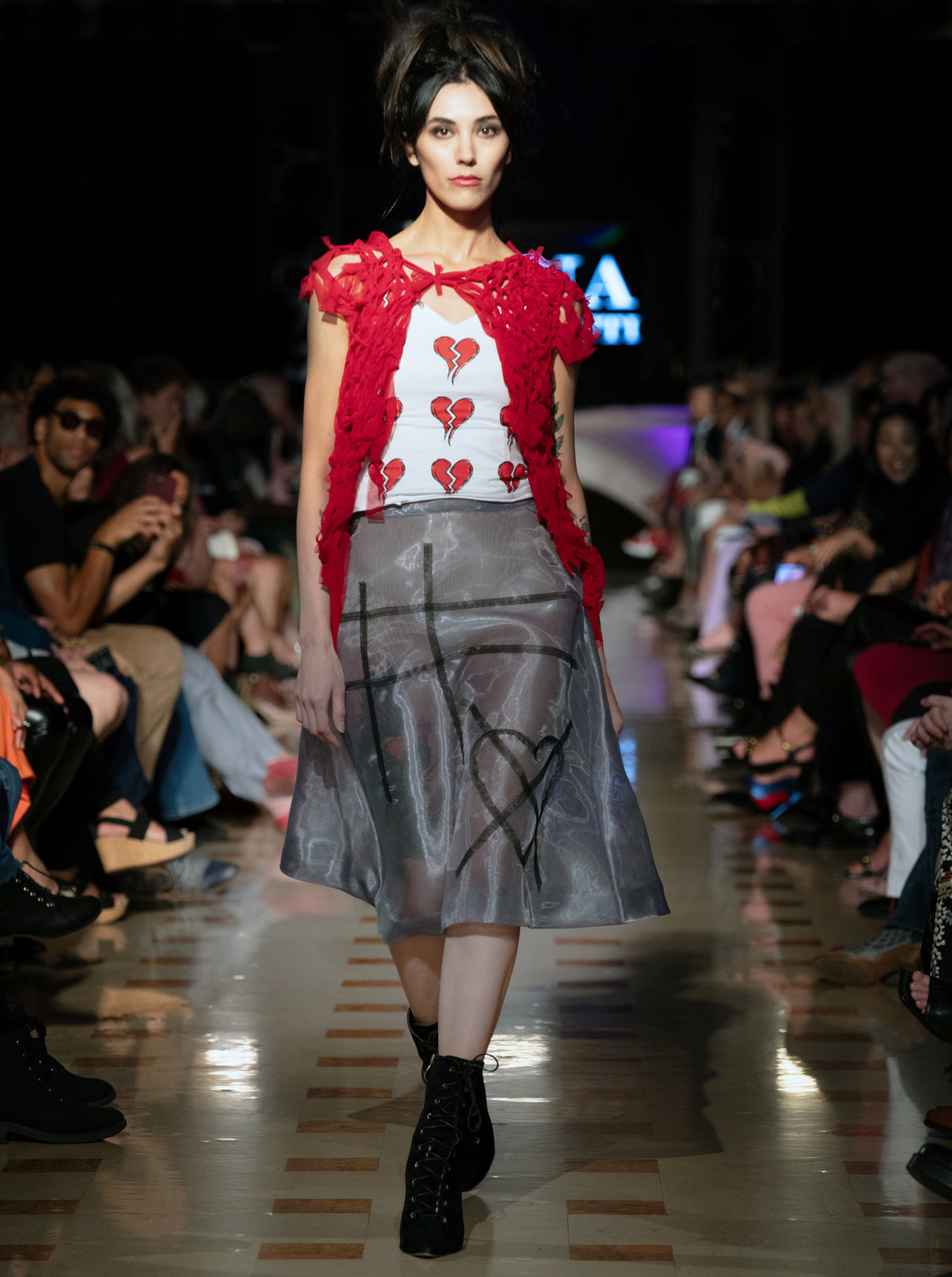 Grey X Heart Skirt Anna Bartoletti