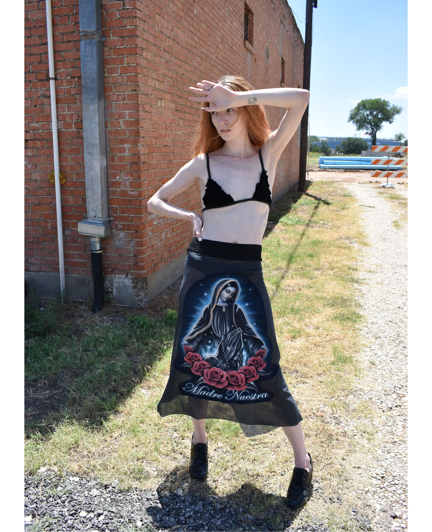 Sheer Upcycled Madre Nuestra T-shirt Skirt
